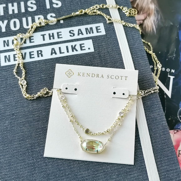 New Gold Kendra Scott Elisa Dichroic Glass Necklace - Picture 2 of 3